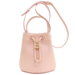 BURBERRY Bucket Bag Shoulder Leather Black